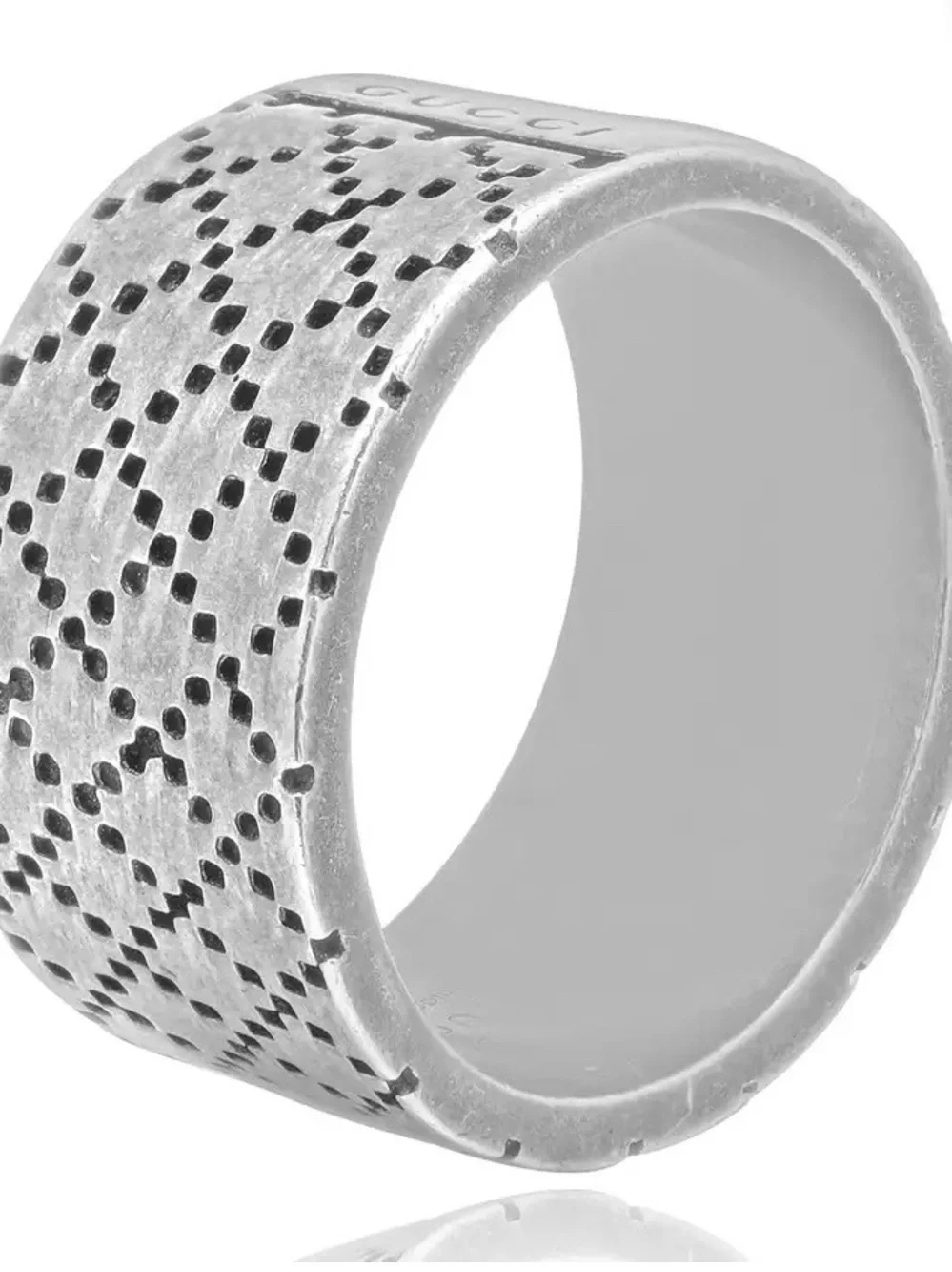 Gucci Black Perforated Ring with Red and Green Stripe